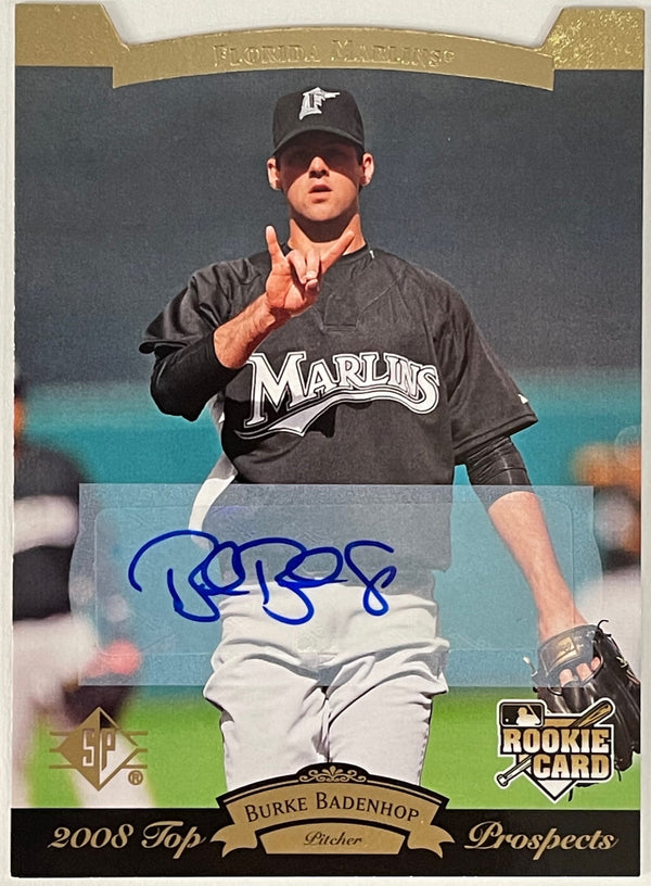 Burke Badenhop Autographed 2008 Upper Deck Top Prospects Card