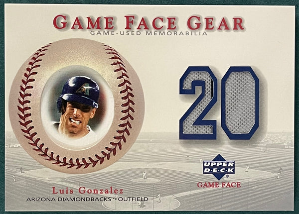 Luis Gonzalez 2003 Upper Deck Game Face Gear Game Used Jersey Card