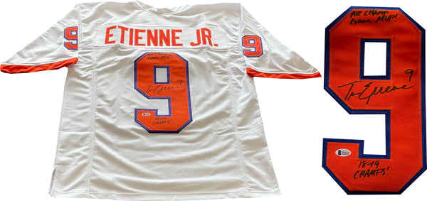 Travis Etienne "ACC Champ Game MVP & 18-19 Champs" Autographed Clemson Custom White Jersey (BVG)