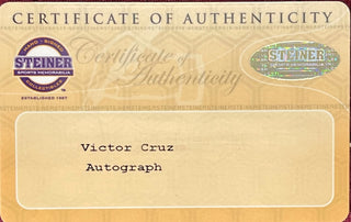 Victor Cruz Autographed U Mass Red Jersey (Steiner)