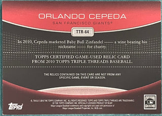 Orlando Cepeda 2010 Topps Triple Threads Game Used Jersey Card 14/36