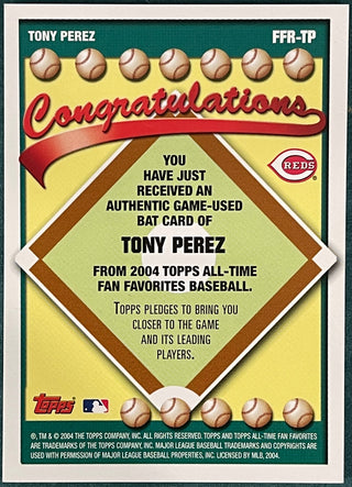 Tony Perez 2004 Topps Fan Favorites Game Used Bat Card