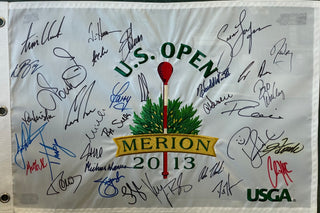 2013 US Open Autographed Framed Flag w/ Poster