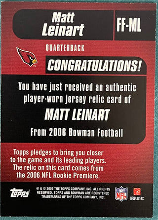 Matt Leinart 2006 Bowman Game Used Jersey Card