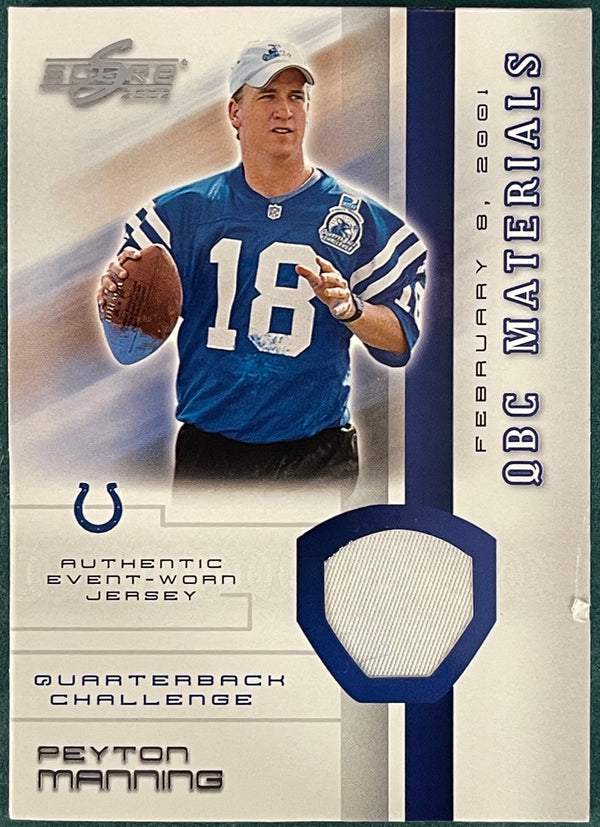 Peyton Manning 2002 Score Authentic Event Worn Jersey Card