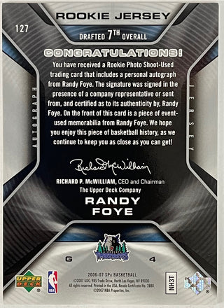 Randy Foye Autographed 2006-07 Upper Deck Spx Basketball Card