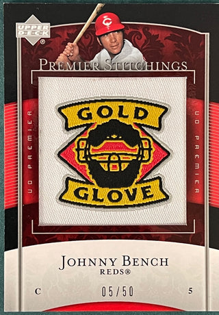Johnny Bench Upper Deck Premier Stitchings Card #05/50
