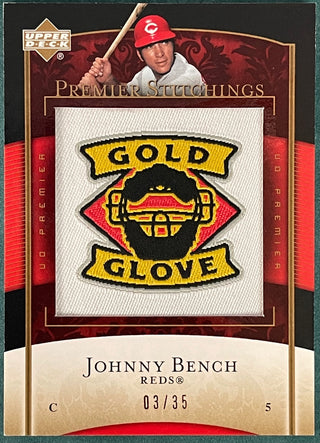 Johnny Bench Upper Deck Premier Stitchings Card #03/35