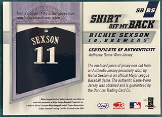 Richie Sexson 2002 Leaf Game Used Jersey Card