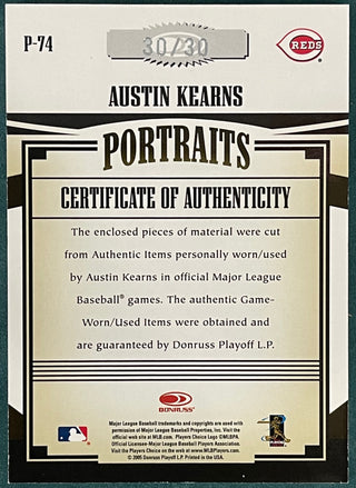 Austin Kearns 2005 Donruss Prime Patches Card #30/30