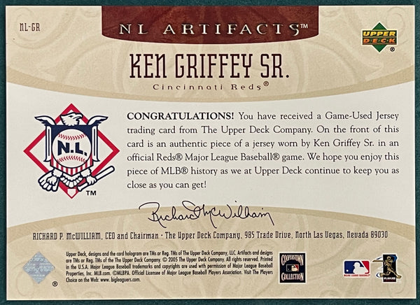 Ken Griffey Sr 2005 Upper Deck NL Artifacts Game Used Jersey Card #49/325