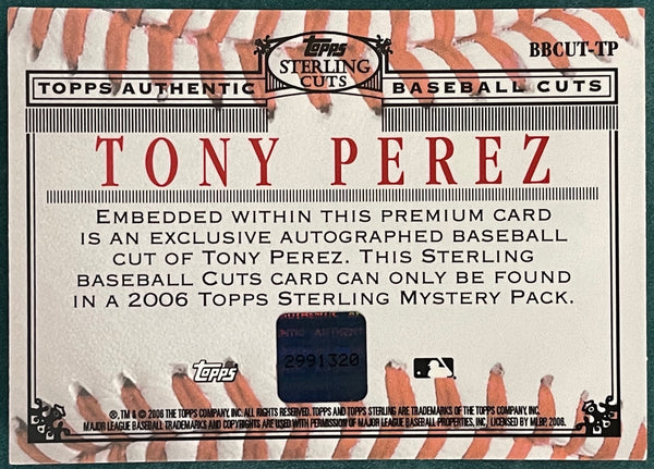 Tony Perez 2006 Autographed Topps Sterling Cuts Card