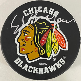 Ed Belfour Autographed Chicago Blackhawks Official Puck