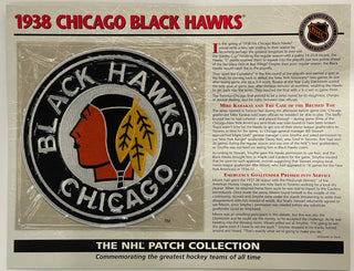 NHL 1938 Chicago Black Hawks Official Patch on Team History Card