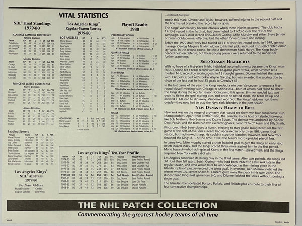 NHL 1980 Los Angeles Kings Official Patch on Team History Card