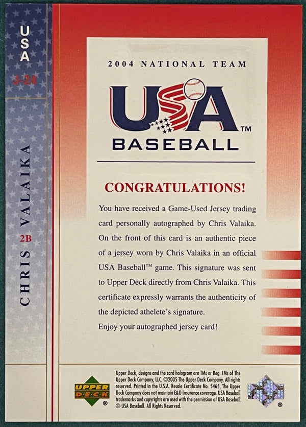 Chris Valaika Autographed 2005 Upper Deck USA Jersey Card #196/275