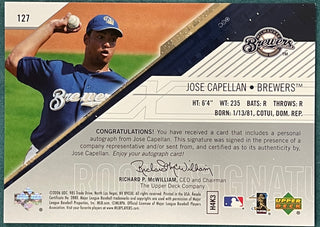 Jose Capellan Autographed 2006 Upper Deck SPx Rookie Card #179/999