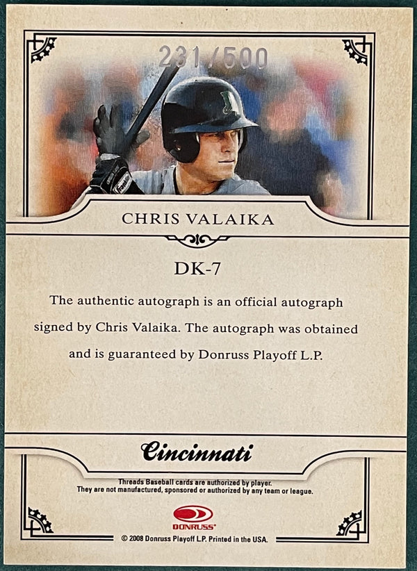 Chris Valaika Autographed 2008 Donruss Threads Card #231/500