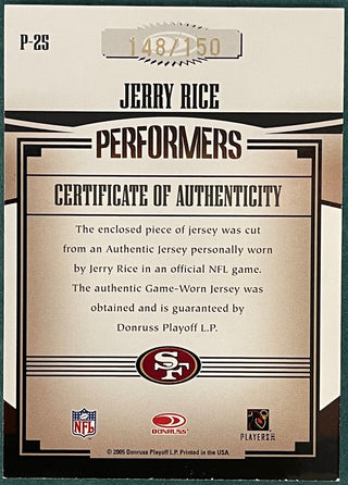Jerry Rice 2005 Donruss Gridiron Gear Jersey Card #148/150