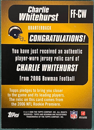 Charlie Whitehurst 2006 Bowman Game Used Jersey Card