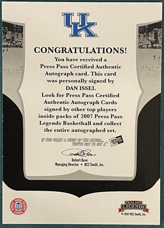 Dan Issel 2007 Autographed Press Pass Legends Card