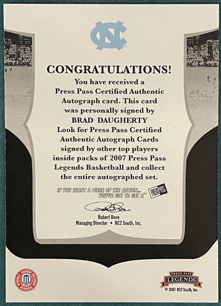 Brad Daugherty 2007 Autographed Press Pass Legends Card
