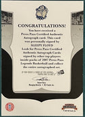 Sleepy Floyd 2007 Autographed Press Pass Legends Card