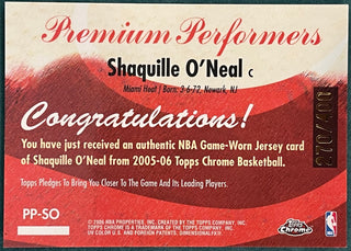 Shaquille O'Neal 2005-06 Topps Chrome Game Worn Jersey Card