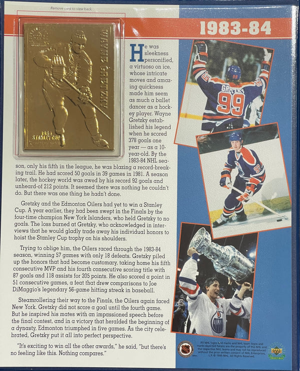 Wayne Gretzky 22Kt Gold Championship 4 Card Set 1983 84 86 87 UDA Danbury Mint