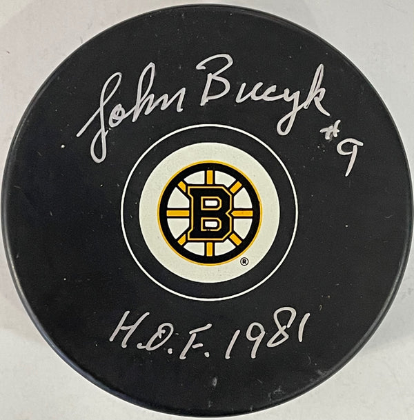 Johnny Bucyk Autographed Official Boston Bruins Puck