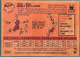 Mo Williams 2008-09 Topps Basketball Jersey Card
