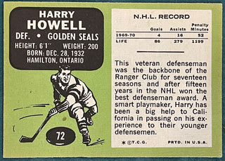 Harry Howell Autographed 1970-71 Topps Card