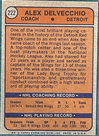 Alex Delvecchio autographed Hockey Card (Detroit Red Wings) Parkhurst #53
