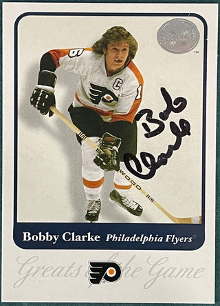 Bobby Clarke Autographed 2001 Fleer Greats of the Game Card