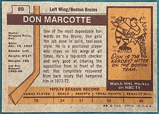 Don Marcotte Autographed 1973-74 Topps Card