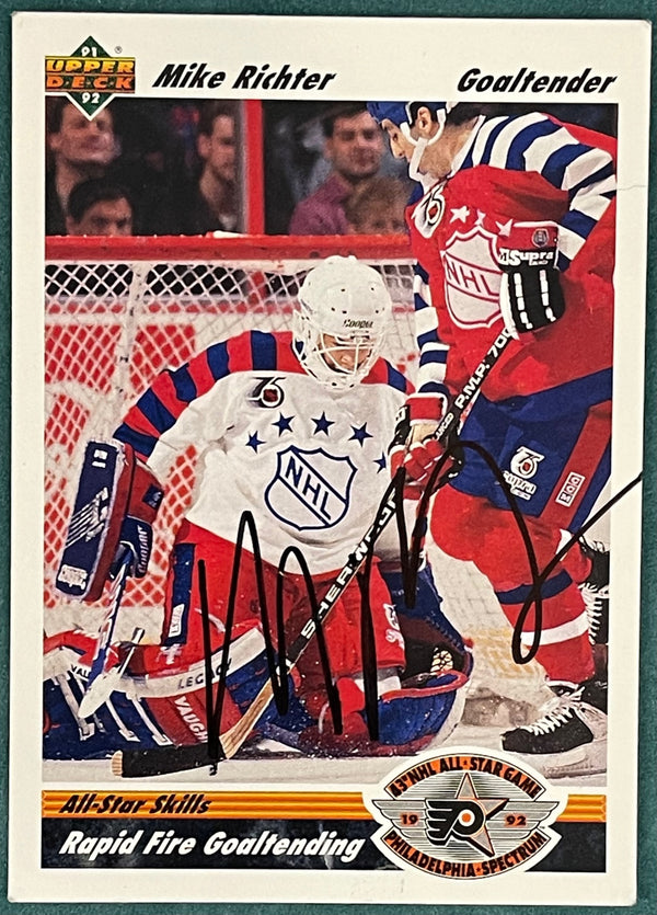 Autographed 1991-92 Topps MIKE RICHTER New York Rangers