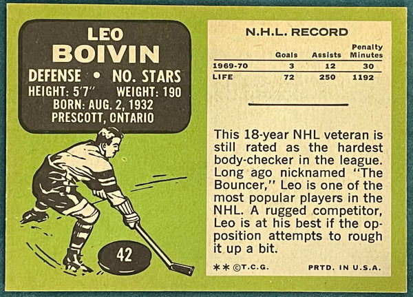 Leo Boivin Autographed 1970-71 Topps Card
