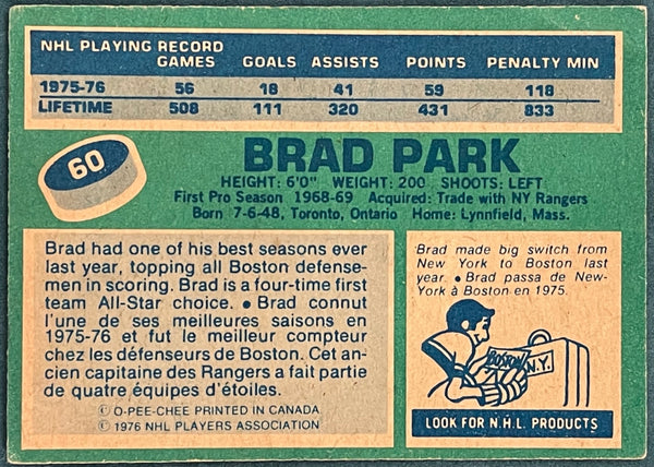 Brad Park Autographed 1976 O-Pee-Chee Card