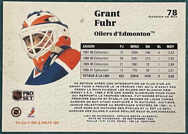 Grant Fuhr Autographed 1991-92 Pro Set Card