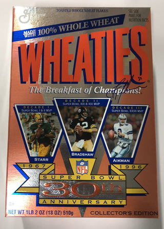 Troy Aikman Signed 1995 Wheaties SB 30th Anniversary Cereal Box (Beckett)