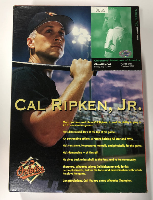 Cal Ripken Jr autographed 1995 Wheaties 2131 Consecutive Games Cereal Box (Beckett)