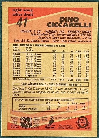 Dino Ciccarelli Autographed 1989 O-Pee-Chee Card