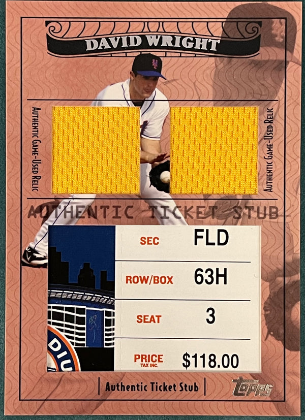 David Wright 2009 Topps Authentic Ticket Stub Jersey Card #135/239