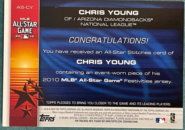 Chris Young 2010 Topps All Star Game Jersey Card