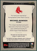 Michael Bowden Autographed 2009 Topps Finest Card 10/10