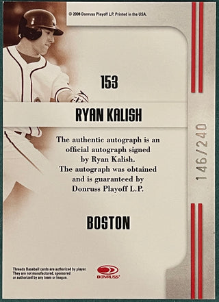 Ryan Kalish Autographed 2008 Donruss Threads Card 146/240