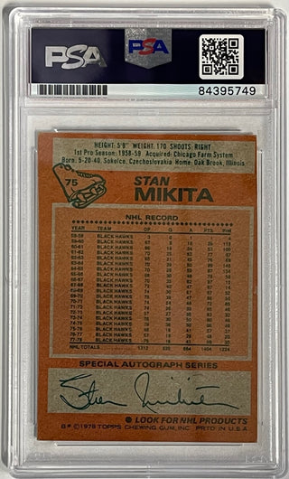 Stan Mikita Autographed 1978-79 Topps Card #75 (PSA)