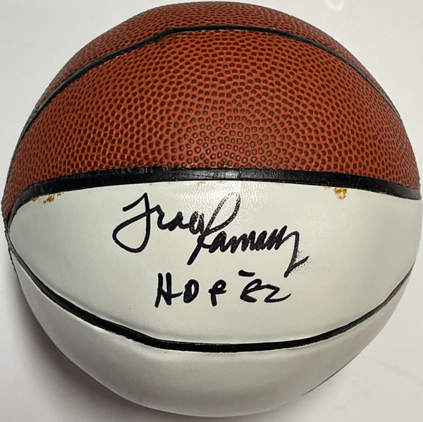 Frank Ramsey Autographed White Panel Mini Basketball