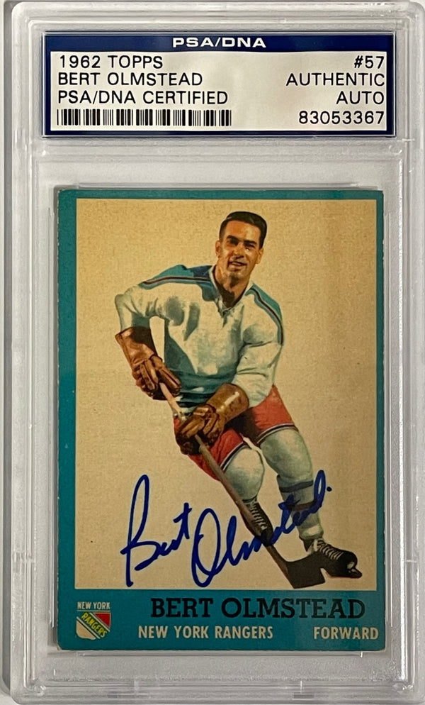 Bert Olmstead Autographed 1962-63 Topps Card #57 (PSA)