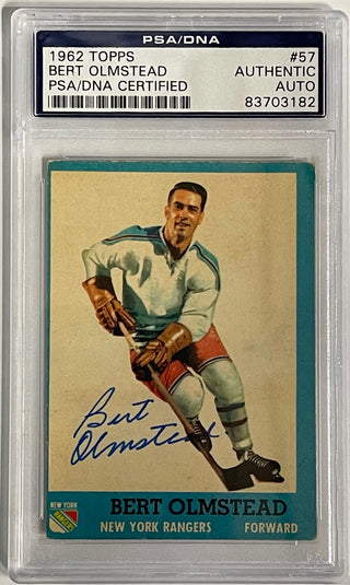 Bert Olmstead Autographed 1962-63 Topps Card #57 (PSA)